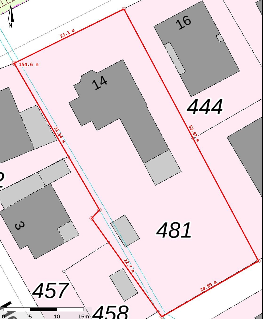 Lageplan mit Maßangabe